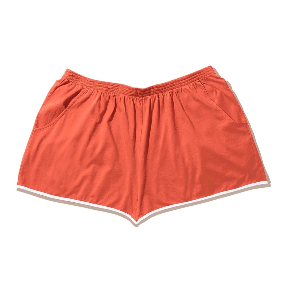 KULE Coral Orange Athletic casual Shorts with White piping Trim